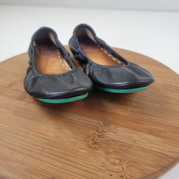 Tieks By Gavrieli Women's Ballet Flats Size 7 Leather Slip On Black And Green - Picture 8 of 14